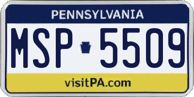 PA license plate MSP5509