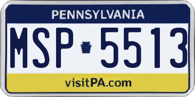 PA license plate MSP5513