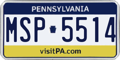 PA license plate MSP5514