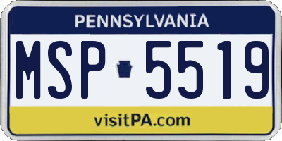 PA license plate MSP5519