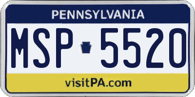 PA license plate MSP5520