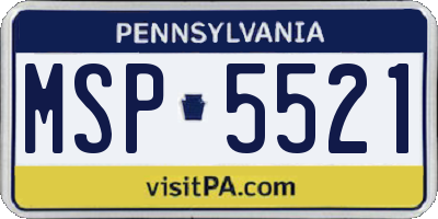 PA license plate MSP5521
