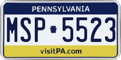 PA license plate MSP5523
