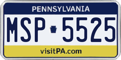 PA license plate MSP5525