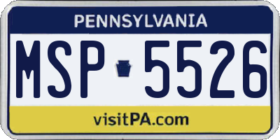 PA license plate MSP5526