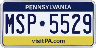 PA license plate MSP5529