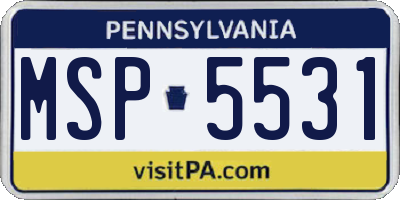 PA license plate MSP5531