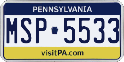 PA license plate MSP5533
