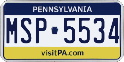 PA license plate MSP5534