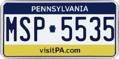 PA license plate MSP5535