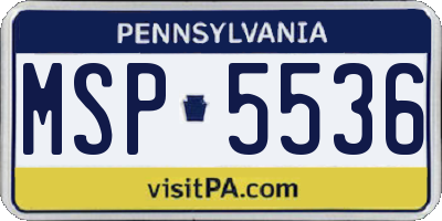 PA license plate MSP5536