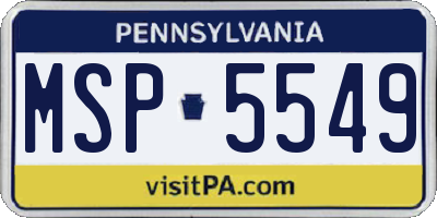 PA license plate MSP5549
