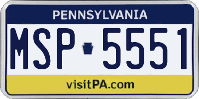PA license plate MSP5551