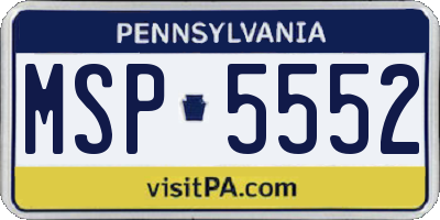 PA license plate MSP5552