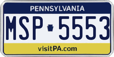 PA license plate MSP5553