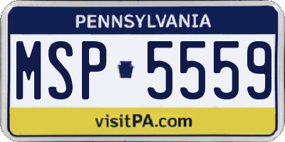 PA license plate MSP5559