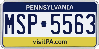 PA license plate MSP5563