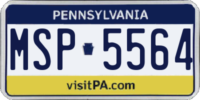 PA license plate MSP5564