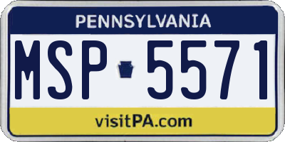 PA license plate MSP5571