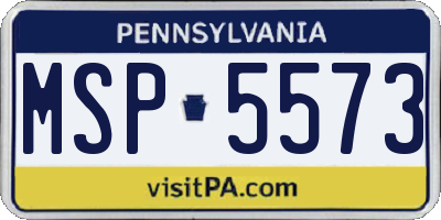PA license plate MSP5573