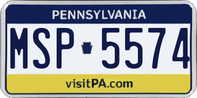 PA license plate MSP5574