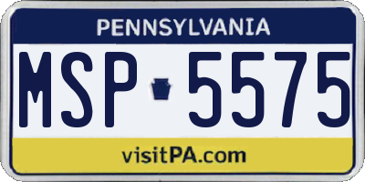 PA license plate MSP5575