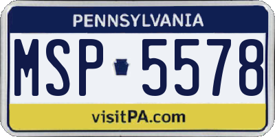 PA license plate MSP5578