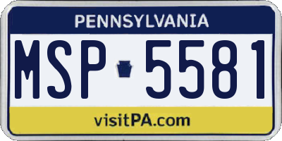 PA license plate MSP5581