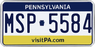 PA license plate MSP5584