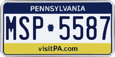 PA license plate MSP5587