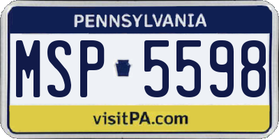 PA license plate MSP5598