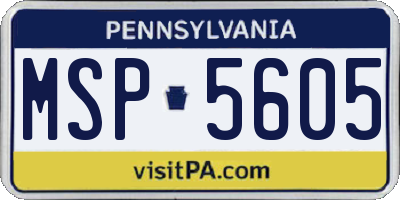 PA license plate MSP5605