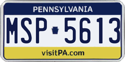 PA license plate MSP5613