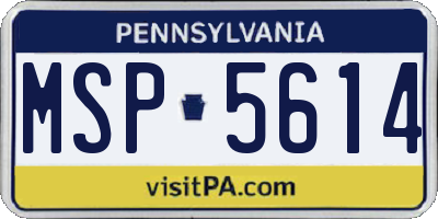 PA license plate MSP5614
