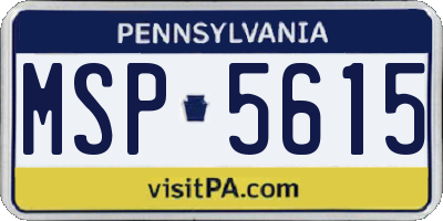 PA license plate MSP5615