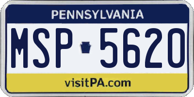 PA license plate MSP5620