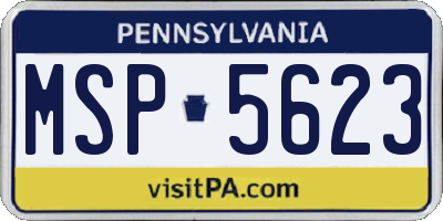 PA license plate MSP5623