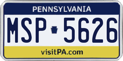 PA license plate MSP5626