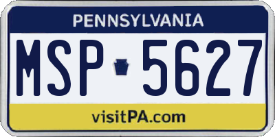 PA license plate MSP5627