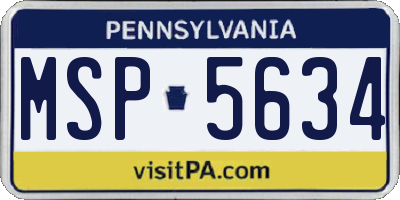 PA license plate MSP5634