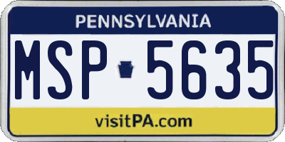 PA license plate MSP5635