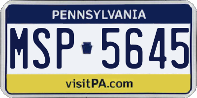 PA license plate MSP5645