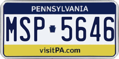 PA license plate MSP5646