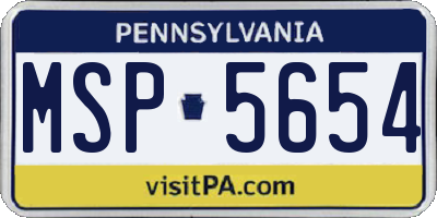 PA license plate MSP5654