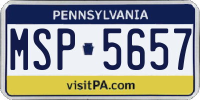 PA license plate MSP5657