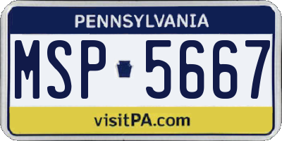 PA license plate MSP5667