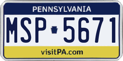 PA license plate MSP5671