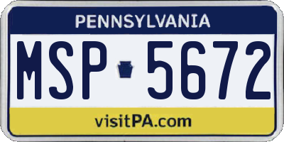PA license plate MSP5672