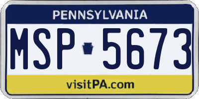 PA license plate MSP5673