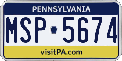 PA license plate MSP5674